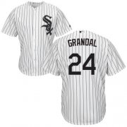 Wholesale Cheap White Sox #24 Yasmani Grandal White(Black Strip) New Cool Base Stitched MLB Jersey