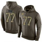 Wholesale Cheap NFL Men's Nike New Orleans Saints #77 Willie Roaf Stitched Green Olive Salute To Service KO Performance Hoodie