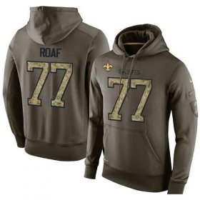 Wholesale Cheap NFL Men\'s Nike New Orleans Saints #77 Willie Roaf Stitched Green Olive Salute To Service KO Performance Hoodie