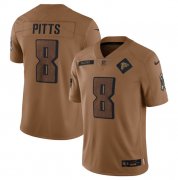 Wholesale Cheap Men's Atlanta Falcons #8 Kyle Pitts 2023 Brown Salute To Setvice Limited Football Stitched Jersey