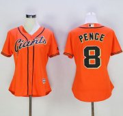 Wholesale Cheap Giants #8 Hunter Pence Orange Women's Alternate Stitched MLB Jersey