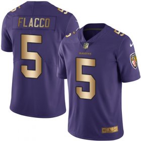 Wholesale Cheap Nike Ravens #5 Joe Flacco Purple Men\'s Stitched NFL Limited Gold Rush Jersey