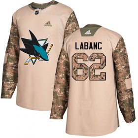 Wholesale Cheap Adidas Sharks #62 Kevin Labanc Camo Authentic 2017 Veterans Day Stitched NHL Jersey