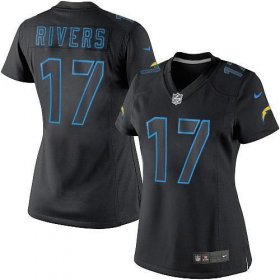 Wholesale Cheap Nike Chargers #17 Philip Rivers Black Impact Women\'s Stitched NFL Limited Jersey