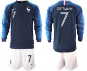 Wholesale Cheap France #7 Griezmann Home Long Sleeves Soccer Country Jersey