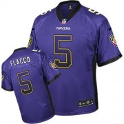 Wholesale Cheap Nike Ravens #5 Joe Flacco Purple Team Color Men's Stitched NFL Elite Drift Fashion Jersey