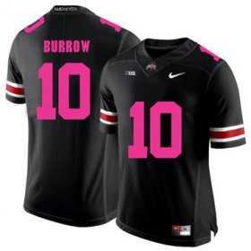 Wholesale Cheap Ohio State Buckeyes 10 Joe Burrow Black 2018 Breast Cancer Awareness College Football Jersey