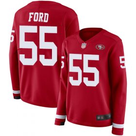 Wholesale Cheap Nike 49ers #55 Dee Ford Red Team Color Women\'s Stitched NFL Limited Therma Long Sleeve Jersey