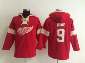 Wholesale Cheap Detroit Red Wings #9 Gordie Howe Red Pullover NHL Hoodie