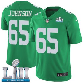Wholesale Cheap Nike Eagles #65 Lane Johnson Green Super Bowl LII Youth Stitched NFL Limited Rush Jersey