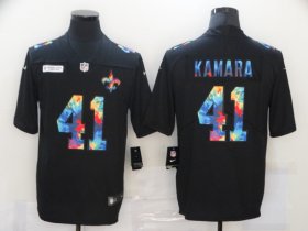 Wholesale Cheap Men\'s New Orleans Saints #41 Alvin Kamara Multi-Color Black 2020 NFL Crucial Catch Vapor Untouchable Nike Limited Jersey