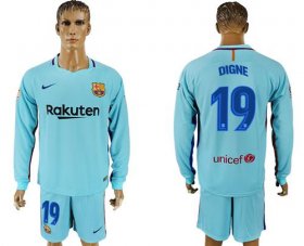 Wholesale Cheap Barcelona #19 Digne Away Long Sleeves Soccer Club Jersey