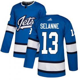 Wholesale Cheap Adidas Jets #13 Teemu Selanne Blue Alternate Authentic Stitched NHL Jersey