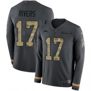 Wholesale Cheap Nike Chargers #17 Philip Rivers Anthracite Salute to Service Men's Stitched NFL Limited Therma Long Sleeve Jersey