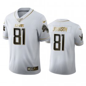 Wholesale Cheap Detroit Lions #81 Calvin Johnson Men\'s Nike White Golden Edition Vapor Limited NFL 100 Jersey