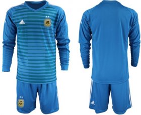 Wholesale Cheap Argentina Blank Blue Long Sleeves Goalkeeper Soccer Country Jersey