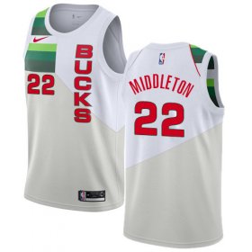 Wholesale Cheap Nike Bucks #22 Khris Middleton White NBA Swingman Earned Edition Jersey