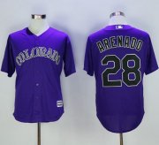 Wholesale Cheap Rockies #28 Nolan Arenado Purple New Cool Base Stitched MLB Jersey