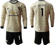Wholesale Cheap Manchester United #1 De Gea Away Long Sleeves Soccer Club Jersey