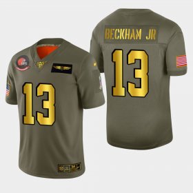 Wholesale Cheap Nike Browns #13 Odell Beckham Jr. Men\'s Olive Gold 2019 Salute to Service NFL 100 Limited Jersey