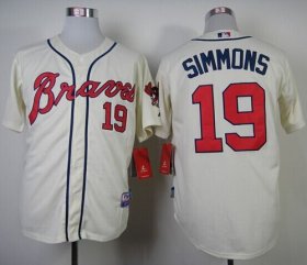 Wholesale Cheap Braves #19 Andrelton Simmons Cream Alternate Cool Base Stitched MLB Jersey