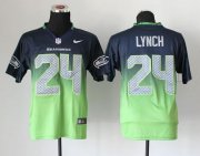 Wholesale Cheap Nike Seahawks #24 Marshawn Lynch Steel Blue/Green Men's Stitched NFL Elite Fadeaway Fashion Jersey