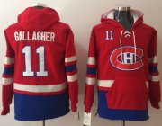 Wholesale Cheap Canadiens #11 Brendan Gallagher Red Name & Number Pullover NHL Hoodie