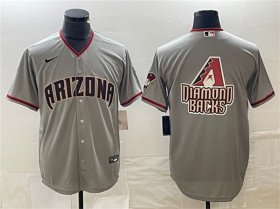 Men\'s Arizona Diamondbacks Gray Team Big Logo Cool Base Stitched Baseball Jersey
