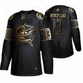 Wholesale Cheap Adidas Blue Jackets #13 Cam Atkinson Men's 2019 Black Golden Edition Authentic Stitched NHL Jersey