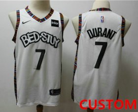 Wholesale Cheap Men\'s Brooklyn Nets Custom new white 2020 city edition nba swingman jersey with the sponsor logo
