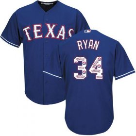 Wholesale Cheap Rangers #34 Nolan Ryan Blue Team Logo Fashion Stitched MLB Jersey