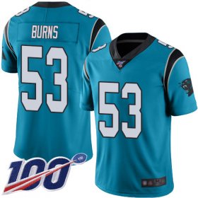 Wholesale Cheap Nike Panthers #53 Brian Burns Blue Alternate Men\'s Stitched NFL 100th Season Vapor Limited Jersey