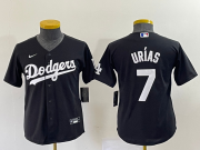 Wholesale Cheap Youth Los Angeles Dodgers #7 Julio Urias Black Turn Back The Clock Stitched Cool Base Jersey