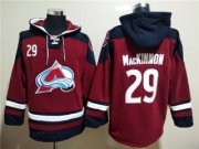 Wholesale Cheap Men's Burgundy Colorado Avalanche #29 Nathan MacKinnon All Stitched Sweatshirt Hoodie