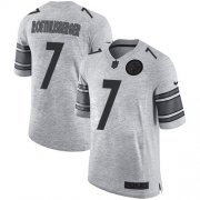 Wholesale Cheap Nike Steelers #7 Ben Roethlisberger Gray Men's Stitched NFL Limited Gridiron Gray II Jersey