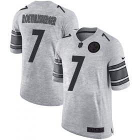 Wholesale Cheap Nike Steelers #7 Ben Roethlisberger Gray Men\'s Stitched NFL Limited Gridiron Gray II Jersey