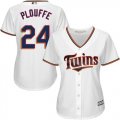 Wholesale Cheap Twins #24 Trevor Plouffe White Home Women's Stitched MLB Jersey