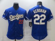Wholesale Cheap Men Los Angeles Dodgers 22 Kershaw Blue Elite 2021 Nike MLB Jerseys