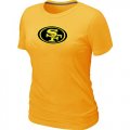 Wholesale Cheap Women's San Francisco 49ers Neon Logo Charcoal T-Shirt Yellow
