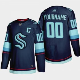 Wholesale Cheap Seattle Kraken Custom Men\'s Adidas 2021-22 Navy Home Authentic Stitched NHL Jersey