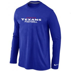 Wholesale Cheap Nike Houston Texans Authentic Font Long Sleeve T-Shirt Blue