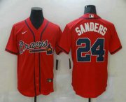 Wholesale Cheap Men's Atlanta Braves #24 Deion Sanders Red Stitched MLB Cool Base Nike Jersey