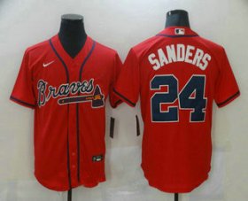 Wholesale Cheap Men\'s Atlanta Braves #24 Deion Sanders Red Stitched MLB Cool Base Nike Jersey