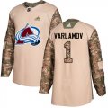 Wholesale Cheap Adidas Avalanche #1 Semyon Varlamov Camo Authentic 2017 Veterans Day Stitched Youth NHL Jersey