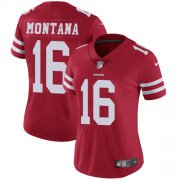 Wholesale Cheap Nike 49ers #16 Joe Montana Red Team Color Women's Stitched NFL Vapor Untouchable Limited Jersey