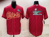 Wholesale Cheap Men's Kansas City Chiefs Red With Super Bowl LVII Big Logo Cool Base Stitched Baseball Jersey