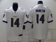 Wholesale Cheap Men's Baltimore Ravens #14 Kyle Hamilton White Vapor Untouchable Limited Stitched Jersey