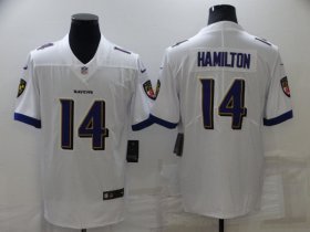 Wholesale Cheap Men\'s Baltimore Ravens #14 Kyle Hamilton White Vapor Untouchable Limited Stitched Jersey