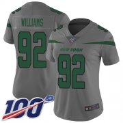 Wholesale Cheap Nike Jets #92 Leonard Williams Gray Women's Stitched NFL Limited Inverted Legend 100th Season Jersey