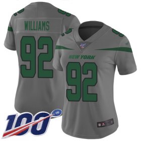 Wholesale Cheap Nike Jets #92 Leonard Williams Gray Women\'s Stitched NFL Limited Inverted Legend 100th Season Jersey